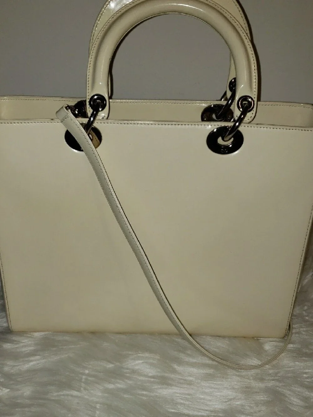 Dior Cream Leather Satchel with Silver Charm